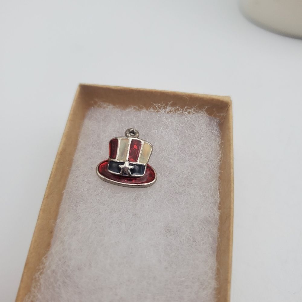 Red white and blue hat patriotic USA necklace pendant 4th of July gift idea